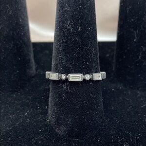 Freida Rothman Sterling Silver Baguette Ring Black Rhodium - NEW Size 10